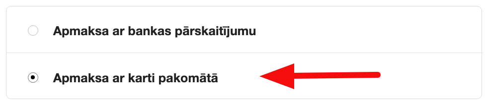 Apmaksa ar karti pakomātā